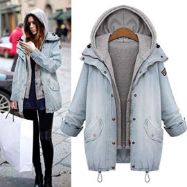 CODENIM Femmes Veste à Capuche en Couches Casual Denim Manteaux Bouton Avant Chaud Jean Blouson de Vraies Poches Manteau Hoodie Hoody Outwear Automne Hiver CODENIM Femmes Veste à Capuche en Couches Casual Denim Manteaux Bouton Avant Chaud Jean Blouson de Vraies Poches Manteau Hoodie Hoody Outwear Automne Hiver 5