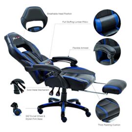 JR-Knight-LC-04BKBL-Chaise-de-jeu-ergonomique-avec-repose-pieds-Conception-pour-joueur-professionnel-Pour-le-bureau-et-lordinateur–la-maison-Pivotante-De-course-En-cuir-PU-Rembourre-Inclinable-et-bas-0-0