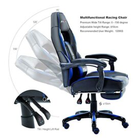 JR-Knight-LC-04BKBL-Chaise-de-jeu-ergonomique-avec-repose-pieds-Conception-pour-joueur-professionnel-Pour-le-bureau-et-lordinateur–la-maison-Pivotante-De-course-En-cuir-PU-Rembourre-Inclinable-et-bas-0-1