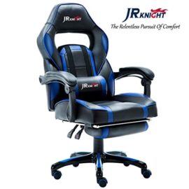 JR Knight – LC-04BKBL – Chaise de jeu ergonomique avec repose-pieds – Conception pour joueur professionnel – Pour le bureau et l’ordinateur à la maison – Pivotante – De course – En cuir PU – Rembourrée – Inclinable et base chromée JR Knight – LC-04BKBL – Chaise de jeu ergonomique avec repose-pieds – Conception pour joueur professionnel – Pour le bureau et l’ordinateur à la maison – Pivotante – De course – En cuir PU – Rembourrée – Inclinable et base chromée