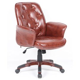 LeMonde-Fauteuil--roulettes-Fauteuil-de-Bureau-Chaise-de-Bureau-Ordinateur-Rglable-en-PU-Cuir-avec-5-roulettes-Pivotant-Durable-Brun-0