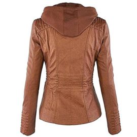 Newbestyle Femme à Capuche Veste en Cuir Manches Longues Courte Blousons Fermeture éclair Moto Style Manteau Newbestyle Femme à Capuche Veste en Cuir Manches Longues Courte Blousons Fermeture éclair Moto Style Manteau 3