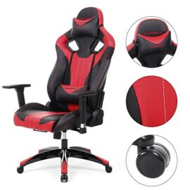 SONGMICS Chaise Gaming Ergonomique, Fauteuil Gamer au Design innové, Fauteuil de Bureau à Dossier Haut, Accoidoirs réglables 3D, Matériaux de Luxe, Large Coussin Lombaire, Noir + Rouge, RCG33R SONGMICS Chaise Gaming Ergonomique, Fauteuil Gamer au Design innové, Fauteuil de Bureau à Dossier Haut, Accoidoirs réglables 3D, Matériaux de Luxe, Large Coussin Lombaire, Noir + Rouge, RCG33R 4