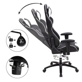 SONGMICS-Fauteuil-Gamer-Chaise-Gaming-Fauteuil-de-Bureau–Dossier-Haut-Rembourrage-en-Mousse-indemnisable-Appui-tte-Support-Lombaire-Maison-Bureau-0-2