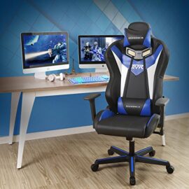 SONGMICS-Fauteuil-Gamer-Chaise-Gaming-Fauteuil-de-Bureau–Dossier-Haut-Rembourrage-en-Mousse-indemnisable-avec-Appui-tte-et-Support-Lombaire-0-0