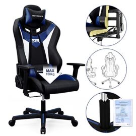 SONGMICS-Fauteuil-Gamer-Chaise-Gaming-Fauteuil-de-Bureau–Dossier-Haut-Rembourrage-en-Mousse-indemnisable-avec-Appui-tte-et-Support-Lombaire-0-2