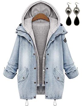 Sitengle Femmes Retro Jean Manteau Automne Hiver 2 en 1 Mode Loisir Encapuchonné Parka Outwear Sitengle Femmes Retro Jean Manteau Automne Hiver 2 en 1 Mode Loisir Encapuchonné Parka Outwear 2