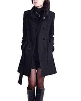 YOUJIA Femme Col Montant Trench-Coat Longue Double Boutonnage Manteaux en Laine Mélangée Parkas d’hiver YOUJIA Femme Col Montant Trench-Coat Longue Double Boutonnage Manteaux en Laine Mélangée Parkas d’hiver