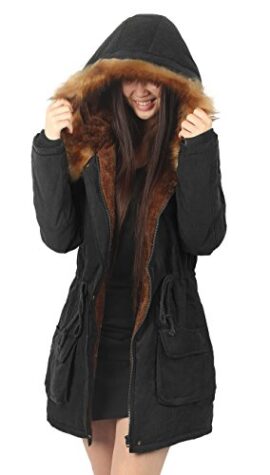 iLoveSIA Manteau Femme Parka Hiver Fourrure avec Capuche Militaire Style iLoveSIA Manteau Femme Parka Hiver Fourrure avec Capuche Militaire Style