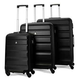 Aerolite Valise Rigide Légere à 4 roulettes Serrure TSA Intégré, Noir Aerolite Valise Rigide Légere à 4 roulettes Serrure TSA Intégré, Noir