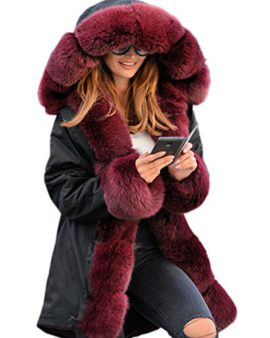 Aofur Femme longue à capuche épais Hiver Chaud fourrure Parka blouson Grande taille Manteau en Veste matelassée Aofur Femme longue à capuche épais Hiver Chaud fourrure Parka blouson Grande taille Manteau en Veste matelassée