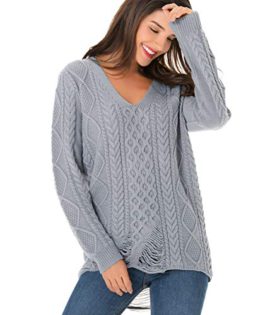 ClasiChic-Femmes-Pulls-Grande-Taille-Pull-Col-V-Tricot-Automne-Hiver-Manches-Longues-Sweater-M-3XL-0