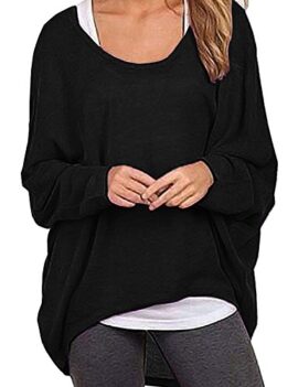 LYXIOF Femme Manches Longues T-Shirt sans Épaules Dénudées Manche Chauve-Souris Tricot Sweater Col Rond Blouse Top LYXIOF Femme Manches Longues T-Shirt sans Épaules Dénudées Manche Chauve-Souris Tricot Sweater Col Rond Blouse Top