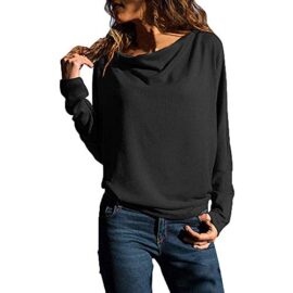 SANFASHION-Sweat-Col-Bateau-Tops-Femme-Pull-Simple-Manche-Longue-Casaul-Shirt-lgant-Haut-Mode-0