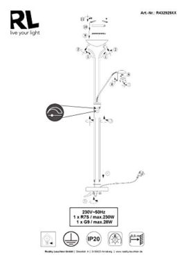 Trio-Leuchten-4329029-07-Lampadaire-Halogne-avec-Lampe-de-Lecture-Inclus-230-Watts-0-2