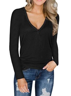 Yidarton-Femmes-Pull-Col-V-Sexy-Shirt-Manches-Longues-Casual-Tricot-Top-Automne-Hiver-0