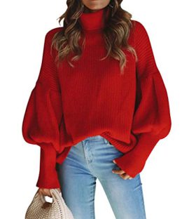 Yidarton-Pull-Femme-Col-Roul-Hiver-Chic-Chaud-Hauts-Couleur-Unie-Ample-Sweaters-Blouse-0