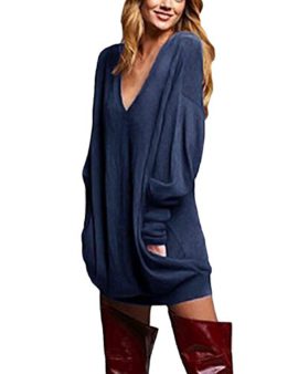 Zanzea-Pull-Femme-Hiver-Grand-Taille-Chemises--Manches-Longues-Tunique-Casual-Large-Top-Haut-Sexy-Col-V-0