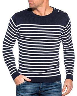 BLZ Jeans – Pull marinière Bleu Navy à Rayures BLZ Jeans – Pull marinière Bleu Navy à Rayures