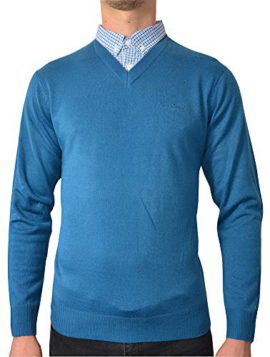 Pierre-Cardin-Hommes-Nouvelle-saison-Pull-en-Maille--Col-en-V-et-Col-de-Chemise-0