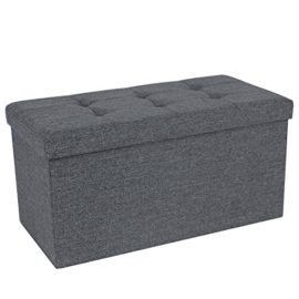 SONGMICS-Pouf-Coffre-de-Rangement-Banc-Tabouret-Pliable-Tissu-Gris-Fonc-76-x-38-x-38-cm-LSF47K-0