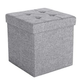 SONGMICS Pouf Coffre de Rangement Banc Tabouret Pliable Tissu en Lin SONGMICS Pouf Coffre de Rangement Banc Tabouret Pliable Tissu en Lin