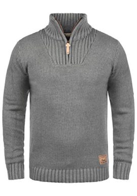 Solid-Petro-Pull-En-Grosse-Maille--Col-Camionneur-Pull-Over-Pour-Homme-Avec-Col-Droit-Avec-Fermeture-clair-0