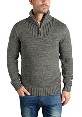 Solid-Philostrate-Pull-dhiver-Pull-en-Grosse-Maille–Col-Camionneur-Pull-Over-pour-Homme-100-Coton-avec-Fermeture-clair-0-0