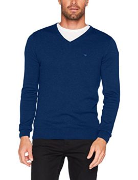 TOM TAILOR Basic V-Neck Sweater, Pull Homme, Bleu (Mysterious Blue Melange 6355), Medium TOM TAILOR Basic V-Neck Sweater, Pull Homme, Bleu (Mysterious Blue Melange 6355), Medium