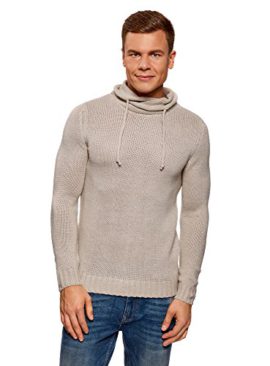 oodji-Ultra-Homme-Pull–Col-Ample-avec-Liens–Nouer-0