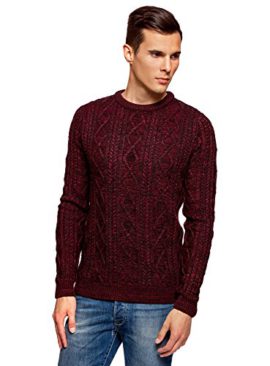 oodji Ultra Homme Pull en Tricot Texturé à Col Rond oodji Ultra Homme Pull en Tricot Texturé à Col Rond