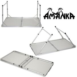 AMANKA-Table-de-Camping-Pique-Nique-Pliable-rglable-en-Hauteur-120x60x70cm-en-Aluminium-Pliant-Format-Mallette-Gris-Fonc-0-3