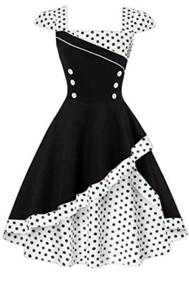 Axoe Femme 1950’s Audrey Hepburn Pinup Rockabilly Vintage Robe de Soirée Cocktail à Pois sans Manches Au Genou Axoe Femme 1950’s Audrey Hepburn Pinup Rockabilly Vintage Robe de Soirée Cocktail à Pois sans Manches Au Genou 2