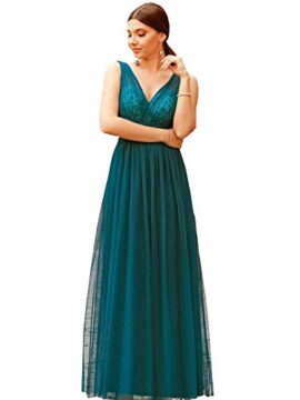 Ever-Pretty Robe de Demoiselle d’honneue Femme Longue Soirée Col V Tulle Paillettes 07458 Ever-Pretty Robe de Demoiselle d’honneue Femme Longue Soirée Col V Tulle Paillettes 07458