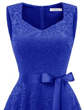 Gardenwed Robe Femme Dentelle de Cocktail/Soirée/Demoiselle d’honneur Col Carré Robe Elegante sans Manche avec Ceinture Gardenwed Robe Femme Dentelle de Cocktail/Soirée/Demoiselle d’honneur Col Carré Robe Elegante sans Manche avec Ceinture 6