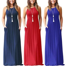 GreatestPAK_Robes Longues Robes Maxi, sans Manches décontractée lâche sans Manches pour Femmes avec Poches GreatestPAK_Robes Longues Robes Maxi, sans Manches décontractée lâche sans Manches pour Femmes avec Poches 3