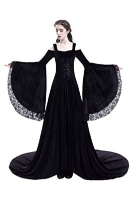 Joyplay Halloween Medieval Lace Epaule Nu Robe de Soiree Deguisement Reine Longue Robe avec Manches Flares Joyplay Halloween Medieval Lace Epaule Nu Robe de Soiree Deguisement Reine Longue Robe avec Manches Flares 5