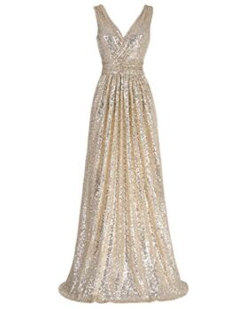 Kate Kasin Femme Robe Longue du Soir/Mariage Col V sans Manche Robe à Paillettes 199 Kate Kasin Femme Robe Longue du Soir/Mariage Col V sans Manche Robe à Paillettes 199