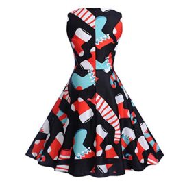 Koly Robe de Soirée Cocktail Noël fête, 2017 Robe rétro Femme sans Manches Dentelle Vintage O-Neck A-Line Pin Up Swing Dress avec Impression de Noël … Koly Robe de Soirée Cocktail Noël fête, 2017 Robe rétro Femme sans Manches Dentelle Vintage O-Neck A-Line Pin Up Swing Dress avec Impression de Noël … 3