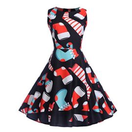 Koly Robe de Soirée Cocktail Noël fête, 2017 Robe rétro Femme sans Manches Dentelle Vintage O-Neck A-Line Pin Up Swing Dress avec Impression de Noël … Koly Robe de Soirée Cocktail Noël fête, 2017 Robe rétro Femme sans Manches Dentelle Vintage O-Neck A-Line Pin Up Swing Dress avec Impression de Noël …