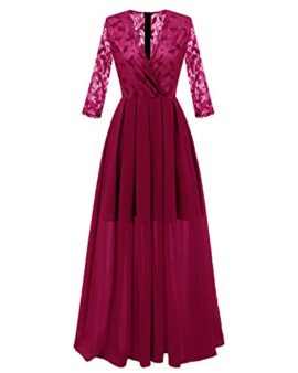 Molly Moda Robe Longue de Soirée Femme Croisée à Top en Dentelle Fleurie Molly Moda Robe Longue de Soirée Femme Croisée à Top en Dentelle Fleurie