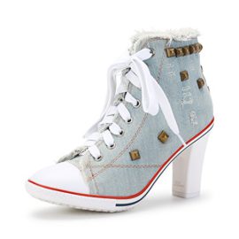 OCHENTA-Femme-Bottine-Basket-Talon-Bloc-Hauteur-8cm-Lacets-en-Toile-Sneakers-Cheville-0