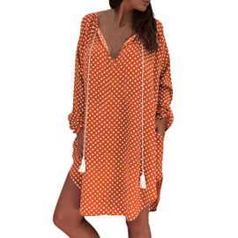 Robe Grande Taille à Pois, GreatestPAK Femmes Sexy Imprimer lâche Manches Longues col en V Soirée surdimensionné Mini Robes Robe Grande Taille à Pois, GreatestPAK Femmes Sexy Imprimer lâche Manches Longues col en V Soirée surdimensionné Mini Robes