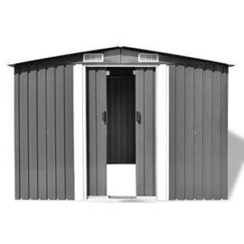 vidaXL-Abri-de-Stockage-Mtal-Gris-257x205x178-cm-Cabane-Rangement-de-Jardin-0-2