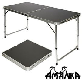 AMANKA-Table-de-Camping-Pliable-rglable-en-Hauteur-120x60x70cm-INCL-4-Tabourets-pliants-Format-Mallette-Gris-Fonc-0-0