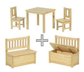 BABYDAY-Ensemble-Table-et-Chaises-pour-Enfants-1-Table-2-Chaises-1-Banc-Coffre-Kit-Complet-de-Meubles-pour-Enfants-Banc-avec-Espace-de-Rangement-Inclus-4-Couleurs-au-Choix-0