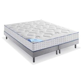 Dunlopillo Délicieuse Ensemble Matelas et sommier + Pieds, Autres, Blanc et Gris Dunlopillo Délicieuse Ensemble Matelas et sommier + Pieds, Autres, Blanc et Gris