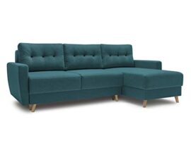 HOMIFAB Canapé d’angle Convertible scandinave en Tissu Bleu Canard Kalix – avec Couchage 140X200 cm, Coffre de Rangement, Tissu Premium. HOMIFAB Canapé d’angle Convertible scandinave en Tissu Bleu Canard Kalix – avec Couchage 140X200 cm, Coffre de Rangement, Tissu Premium.