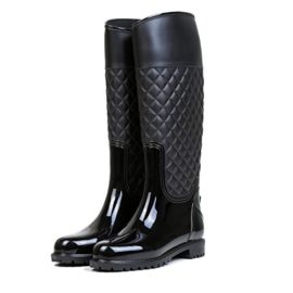 LILY999-Bottes-de-Pluie-Femme-Bottes-en-Caoutchouc-Haut-Wellington-Boots-Chaussures-Impermable-0