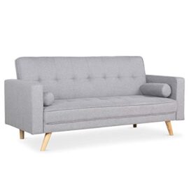 Menzzo Canapé Convertible scandinave Slow Lit, Tissu, Gris Clair, 186 x 75 x 89 cm Menzzo Canapé Convertible scandinave Slow Lit, Tissu, Gris Clair, 186 x 75 x 89 cm